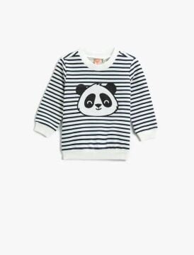 Koton Erkek Çocuk Aplike Detaylı Pamuklu Sweatshirt Bisiklet Yaka