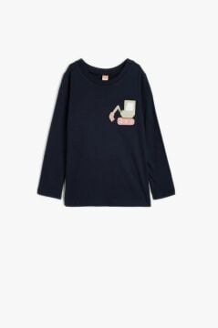 Koton Lacivert Erkek Bebek Uzun Kol T-Shirt