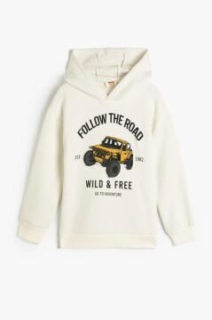Koton Erkek Çocuk Kapşonlu Sweatshirt Uzun Kollu Baskı Detaylı Şardonlu