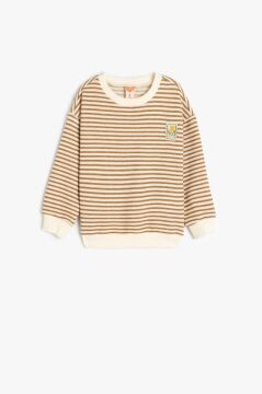 Koton Erkek Bebek Bisiklet Yaka Uzun Kollu Çizgili Sweatshirt
