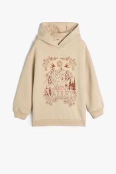 Koton Kız Çocuk Kapşonlu Sweatshirt Uzun Kollu Baskı Detaylı Şardonlu