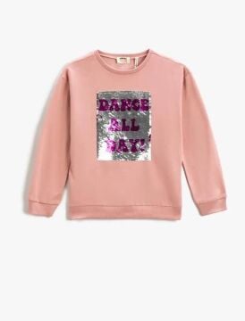 Koton Kız Çocuk Çift Taraflı Pul-Payet İşlemeli Sweatshirt Pamuklu
