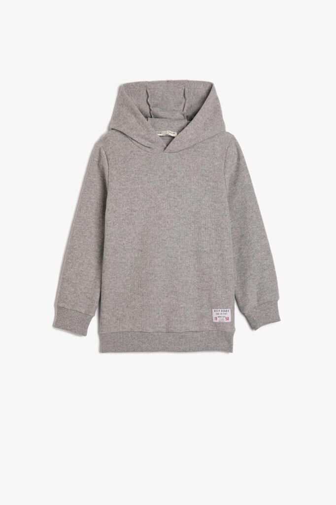 Koton Erkek Çocuk Basic Kapşonlu Sweatshirt Yumuşak Dokulu Etiket Detaylı