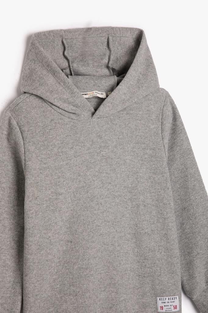 Koton Erkek Çocuk Basic Kapşonlu Sweatshirt Yumuşak Dokulu Etiket Detaylı