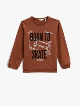 Koton Erkek Çocuk Sweatshirt Uzun Kollu Baskılı Bisiklet Yaka