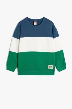 Koton Erkek Bebek Sweatshirt Uzun Kollu Renk Bloklu Pamuklu