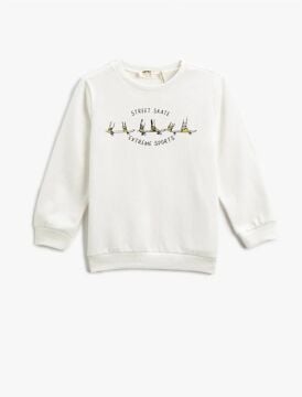 Koton Erkek Çocuk Sweatshirt Uzun Kollu Baskılı Bisiklet Yaka