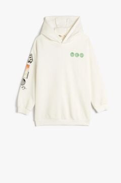 Koton Erkek Çocuk Kapşonlu Sweatshirt Arkası Baskılı Şardonlu Uzun Kollu