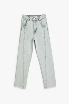Koton Kız Çocuk Kot Pantolon Pamuklu Bol Paça Rahat Kesim - Loose Jean