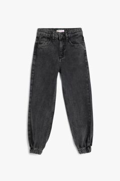 Koton Kız Çocuk Kot Pantolon Beli ve Paçası Lastikli Pamuklu - Jegging Jean