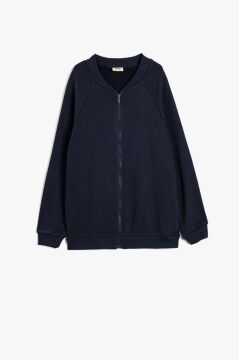 Koton Erkek Çocuk Fermuarlı Sweatshirt V Yaka Uzun Kollu