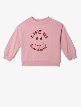 Koton Kız Çocuk Bisiklet Yaka Sweatshirt Baskılı