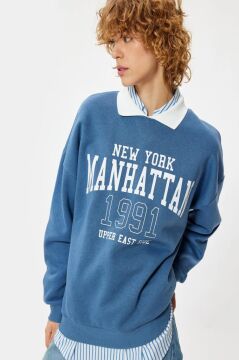Koton Polo Yaka Sweatshirt Kolej Baskılı Uzun Kollu