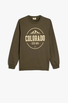 Koton Erkek Çocuk Sweatshirt Uzun Kollu Bisiklet Yaka Şehir Temalı Şardonlu