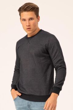 Hipatu Sıfır Yaka Karyokalı Pike Sweat Lacivert